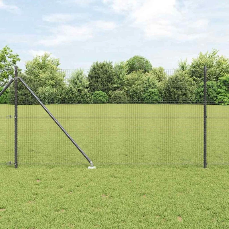 vidaXL Svejset trådhegn med spidser, Grå, 1 x 10 m