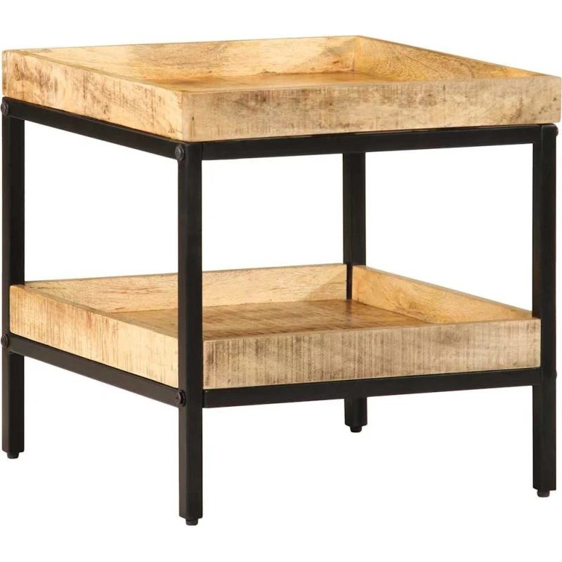 vidaXL Sidebord med hylde Brun 45 x 45 x 45 cm i massivt mangotræ