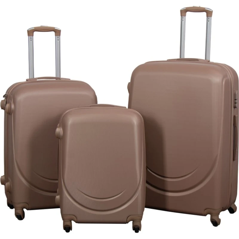 Classic Mocca 3-stk. Hardcase Kuffertsæt – Letvægt, 360° Hjul, 2-Rum