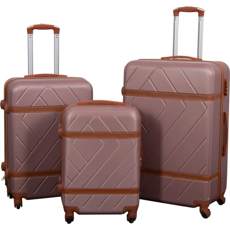 Retro Rosa Letvægt Kuffertsæt 3 stk. – Hardcase, 360° Hjul, 2 Positioner
