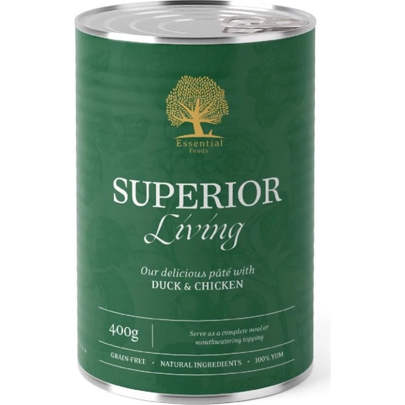 Essential Superior Living Paté, 400g – Kornfrit dåsemad med ande- og kyllingekød
