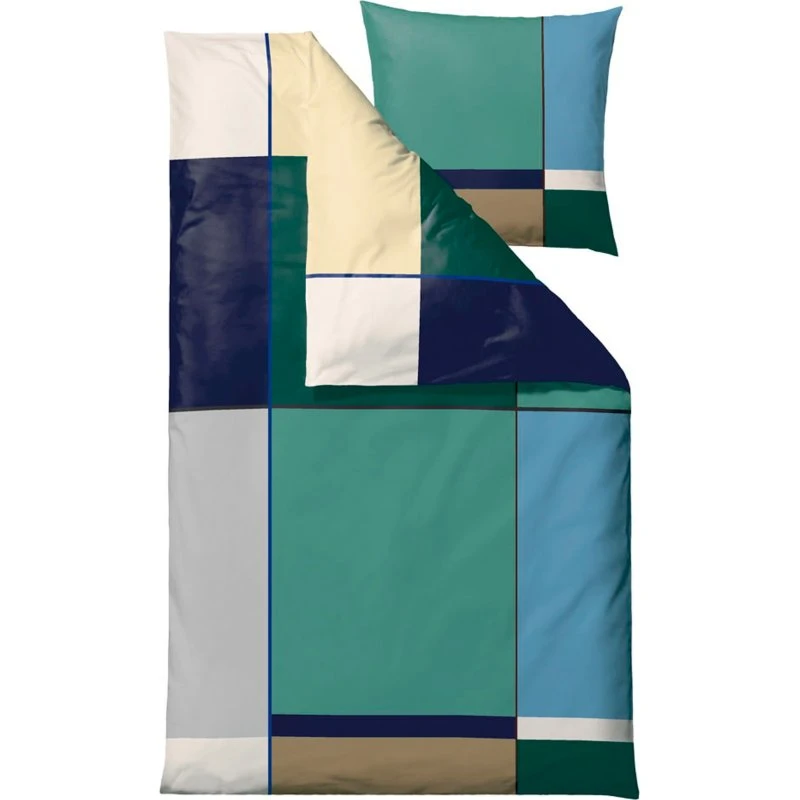 Södahl Colour Block Sengetøj 140x200 cm Grøn 100% Bomuldssatin