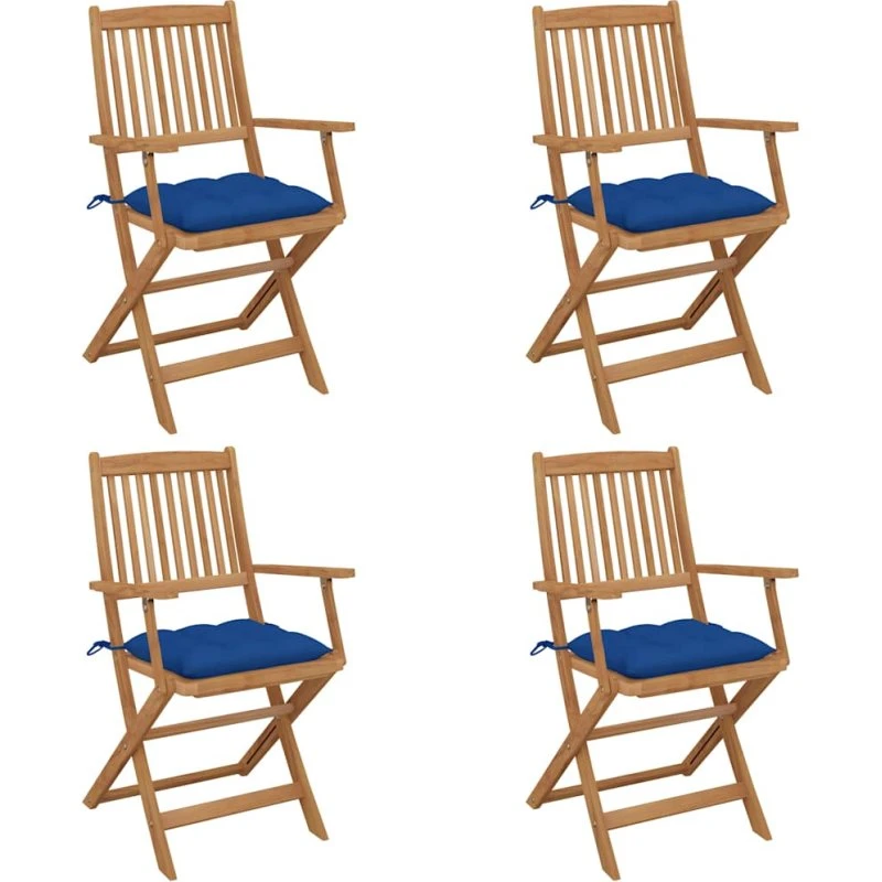 vidaXL foldbare havestole 4 stk. med hynder akacietræ