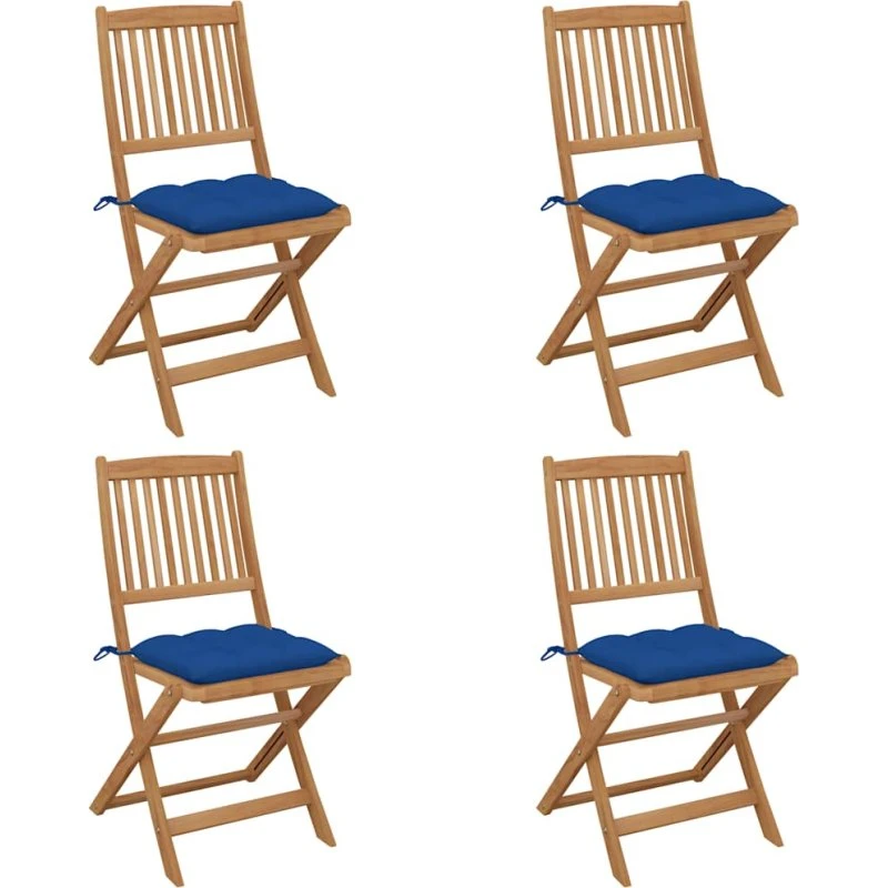 vidaXL foldbare havestole 4 stk. med hynder akacietræ