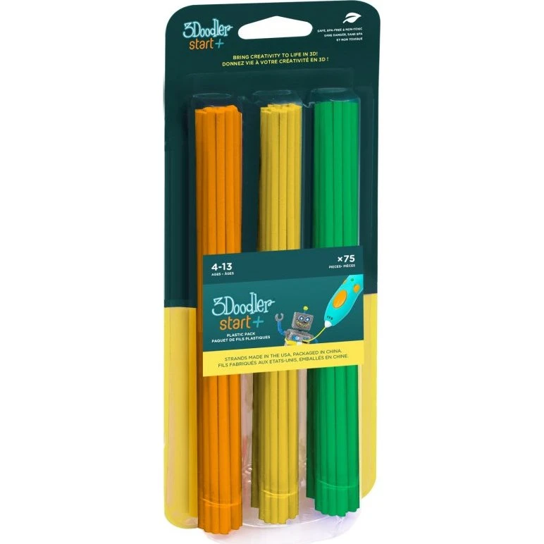 3Doodler Start+ Eco Filament 75-Pack (Grøn, Orange, Gul)