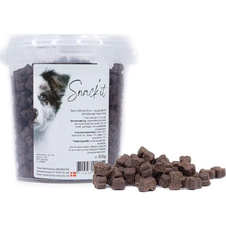 SnackIt Semi-moist Mini Bones, Vildt, 500g