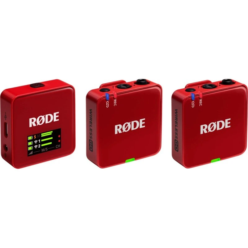 RØDE Wireless GO 3, rød, trådløs mikrofon, 2 kanaler