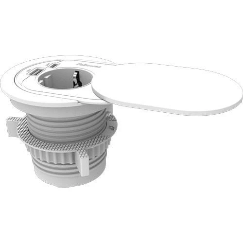 Fellowes Power Spot Type F - Hvid, 1 Schuko, USB-A/C