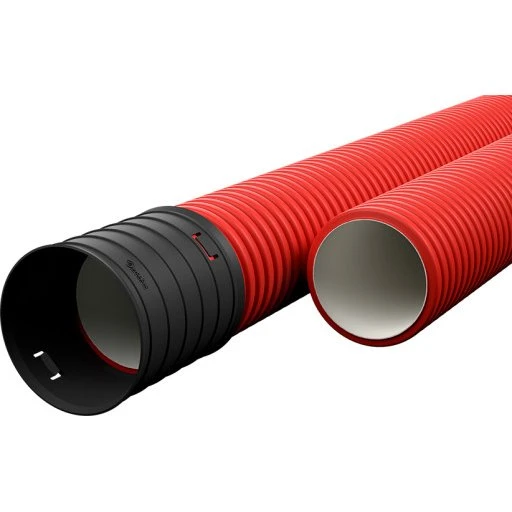 Hekaplast 6 m Kabelrør 50/42 mm rød med muffe