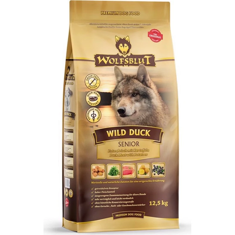 WolfsBlut Wild Duck Senior med and, 12.5 kg