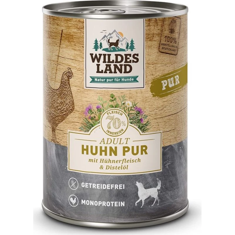 Wildes Land Pur Kylling Dåsemad til Hunde, 400g