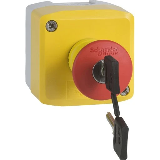 Schneider Electric XALK188F Nødstopbox GUL 2NC Ø40 med nøgle