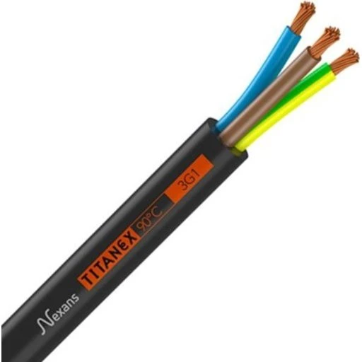 TITANEX Gummikabel H07RN-F 3x1,5 mm², sort, 10 m