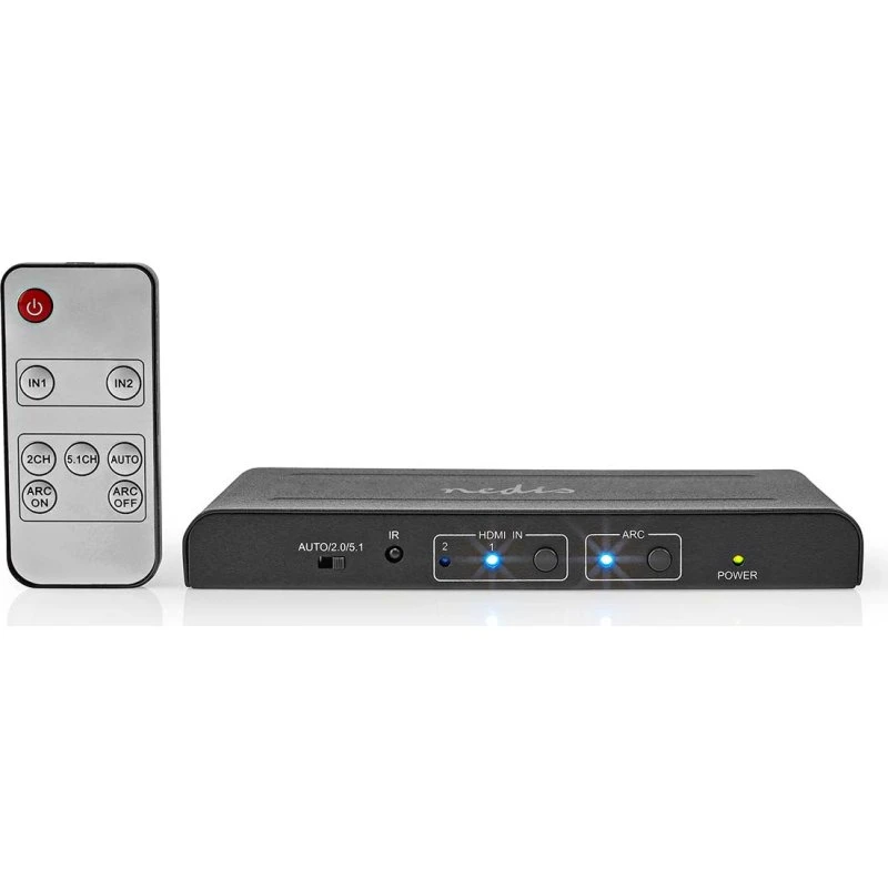 Nedis HDMI Extractor 2x HDMI Input, 4K@60Hz, Metal, Antracit
