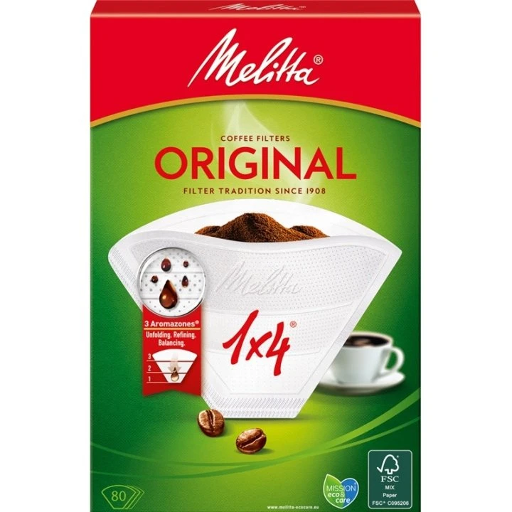 Melitta Kaffefilter 1x4 80 stk hvid