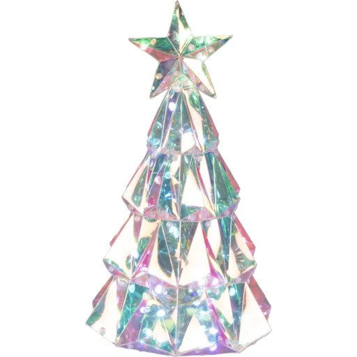 Konstmide Juletræ med Diamant Effekt og Lys, 30 cm