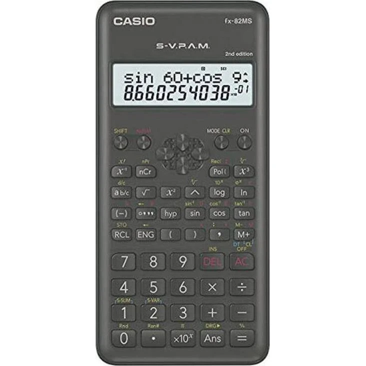 Casio Fx-82MS-2 Lommeregner, 2 Linjer, Batteridrevet
