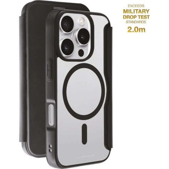 Vivanco Mag Wallet for iPhone 16 Pro, Sort