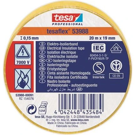 Tesaflex® 53988 Isoleringstape 20m x 19mm Gul