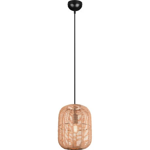 Trio Lighting Runa Pendel, 25 cm, Mat Sort/Sisal