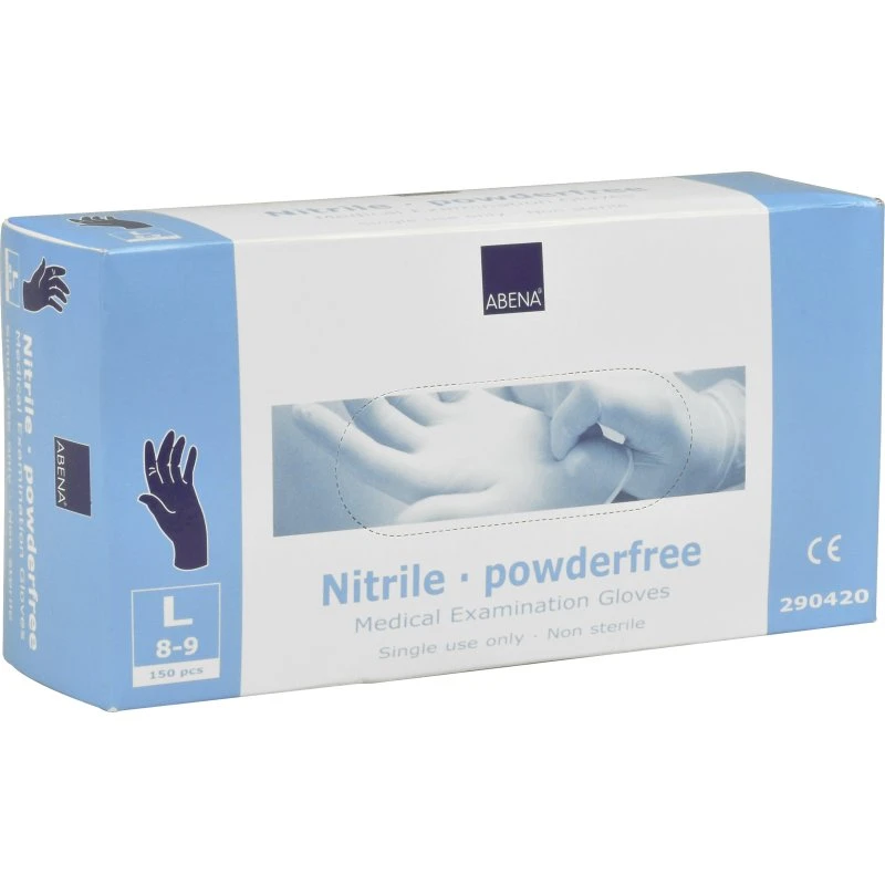 Nitril Engangshandsker XL 9-10, blå, powder-free, teksturerede fingerspidser