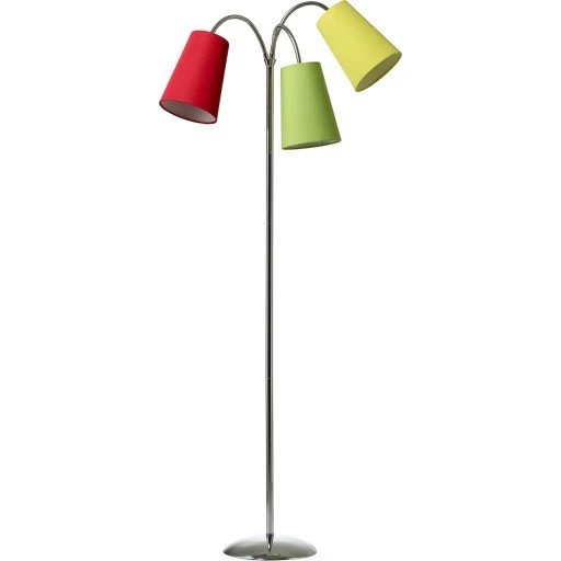 Nielsen Light Salsa gulvlampe, krom med rød, gul og grøn skærm
