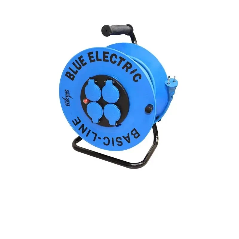 Blue Electric Kabeltromle BasicLine 10 m, 4 udtag, blå