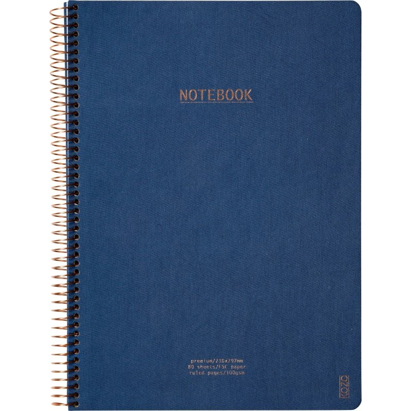 KOZO Premium Notesbog A4 mørkeblå 100 ark 80g