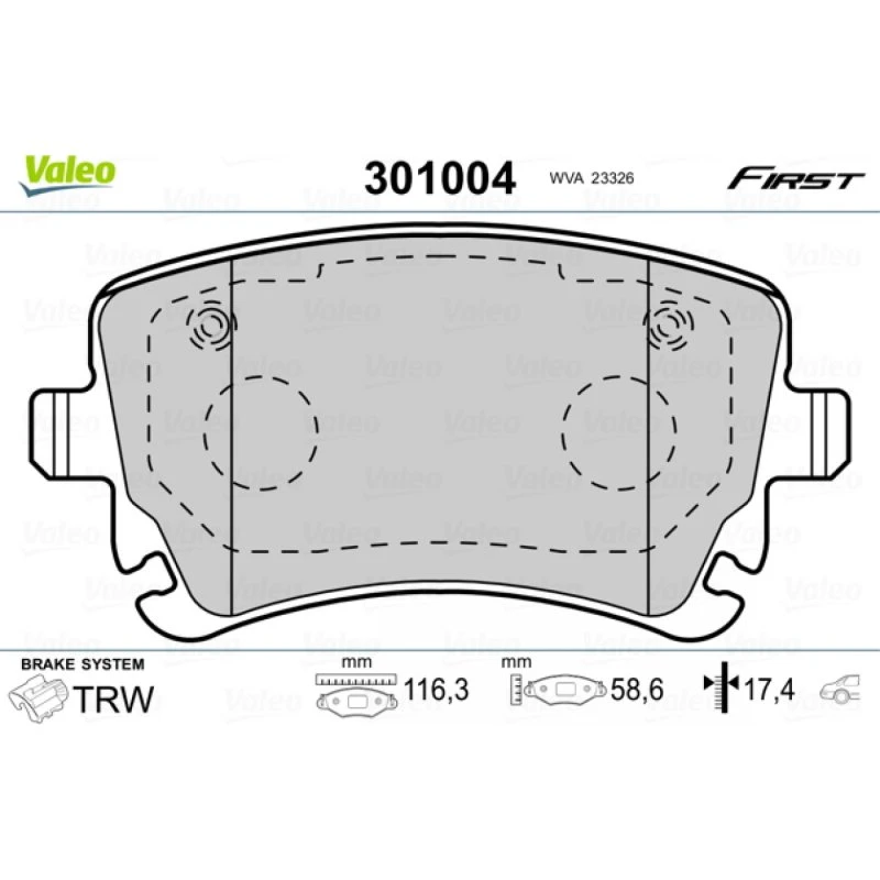 VALEO Bremseklodser 301004 til VW, AUDI, BENTLEY (Akselsæt)