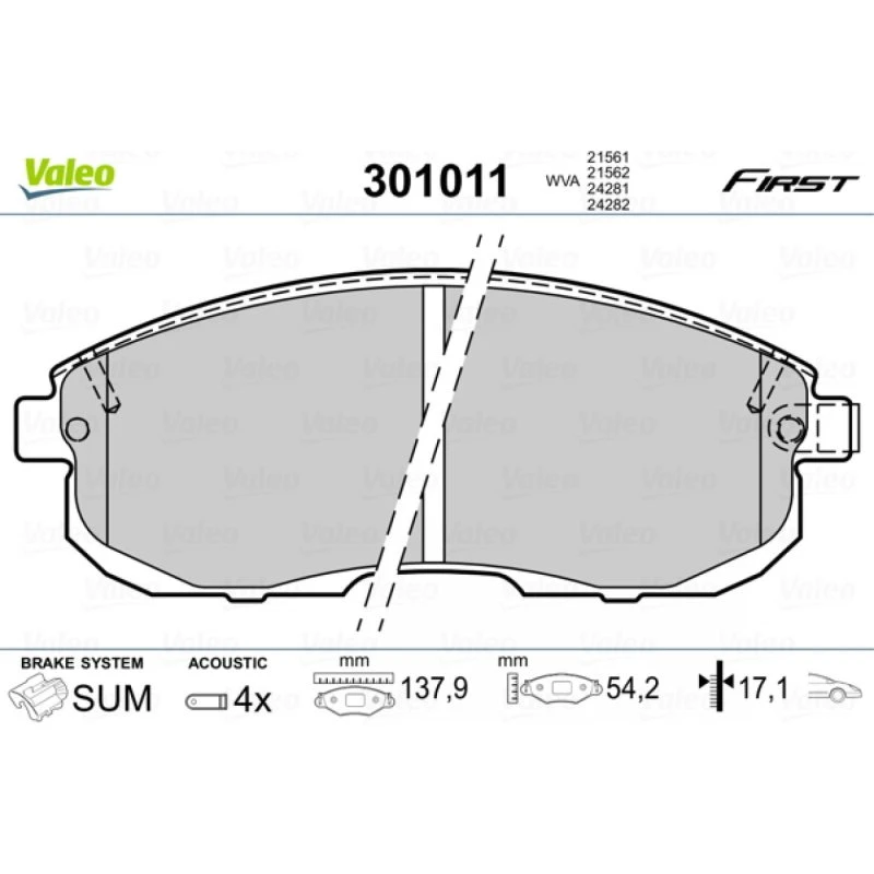 VALEO Bremseklodser 301011 til FIAT, NISSAN, SUZUKI