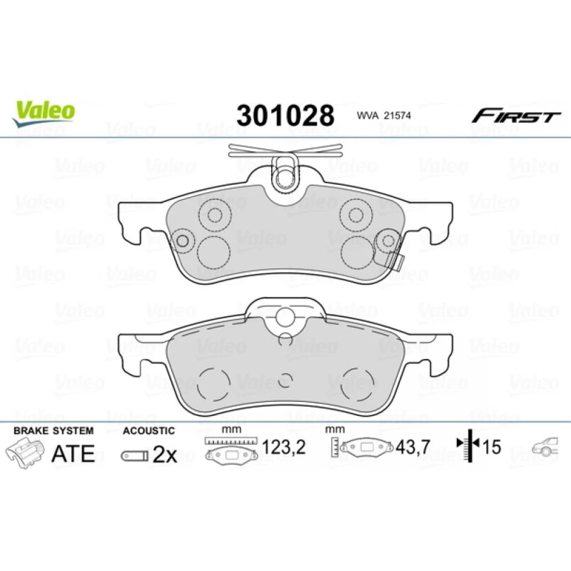 VALEO Bremseklodser 301028 til TOYOTA/YARIS & DAIHATSU/CHARADE