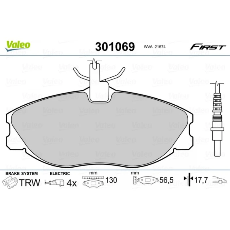 VALEO Bremseklodser 301069 til PEUGEOT/CITROËN