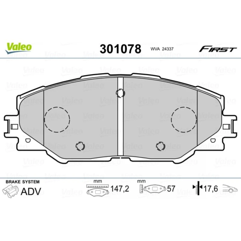 VALEO Bremseklodser 301078 til TOYOTA RAV 4, Auris, Prius Plus