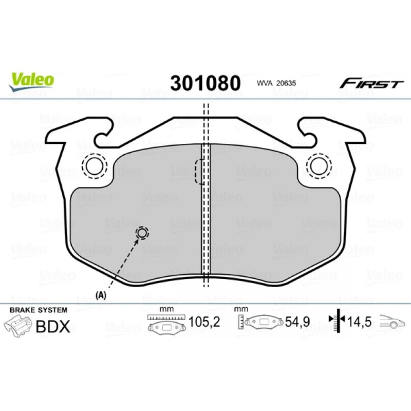 VALEO Bremseklodser 301080 for Renault Clio, Twingo, Super 5