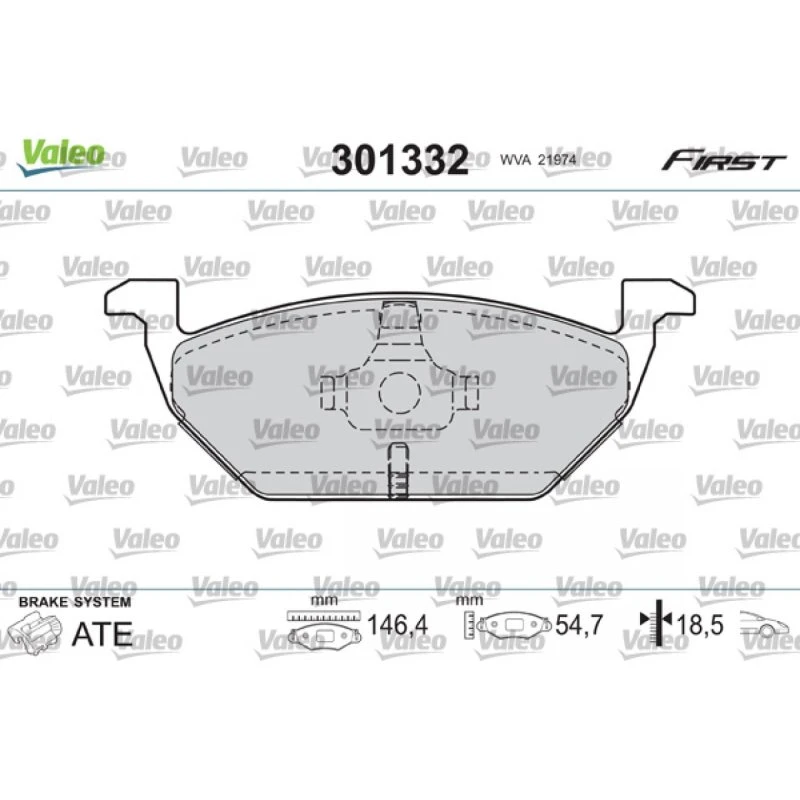 VALEO Bremseklodser 301332 til AUDI, SEAT, SKODA, VW