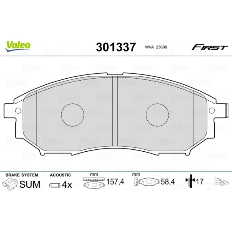 VALEO Bremseklodser 301337 til Renault, Nissan, Infiniti (Akselsæt)