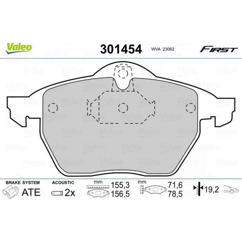 VALEO Bremseklodser 301454 til OPEL, CHEVROLET, VAUXHALL