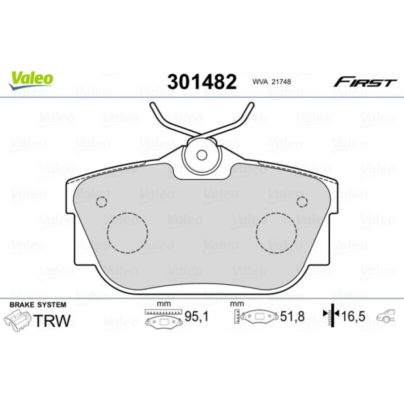 VALEO 301482 Bremseklodser til VW Transporter T4