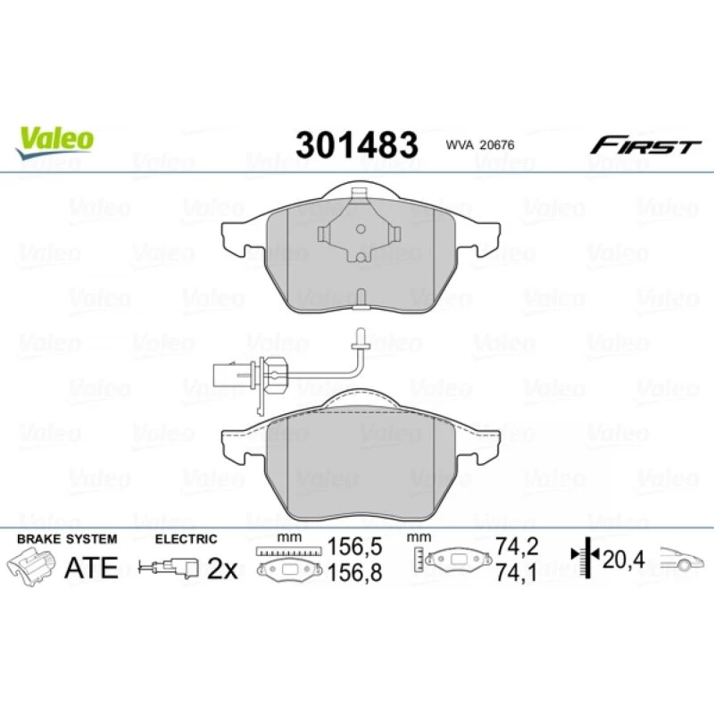 VALEO Bremseklodser 301483 til VW, Audi, Skoda