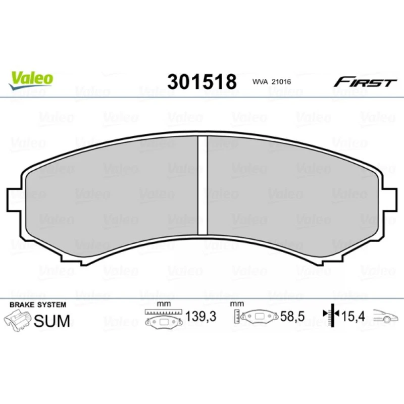 VALEO 301518 Bremseklodser til Mazda og Mitsubishi