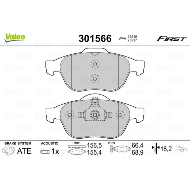 VALEO Bremseklodser 301566 til Renault