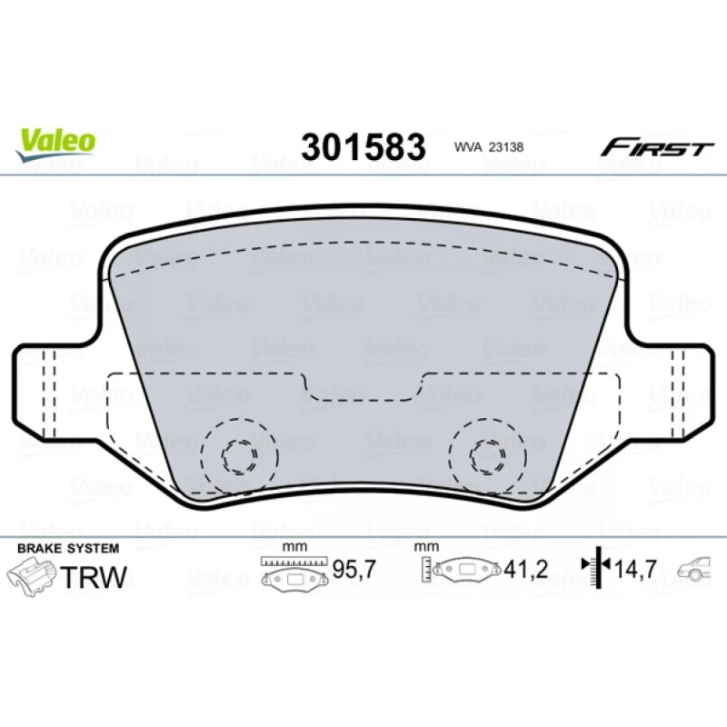 VALEO Bremseklodser 301583 til MERCEDES-BENZ (A1694201420)