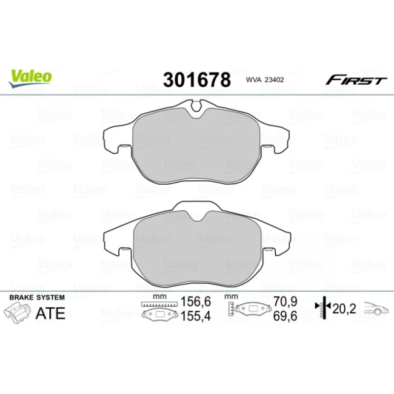 VALEO Bremseklodser 301678 til OPEL, FIAT, HYUNDAI