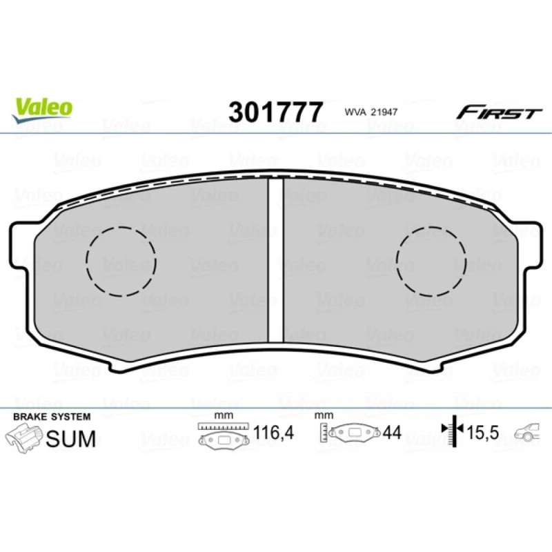 VALEO Bremseklodser 301777 til TOYOTA, MITSUBISHI, LEXUS