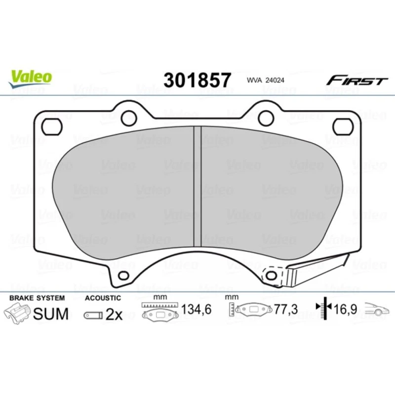 VALEO Bremseklodser 301857 for TOYOTA, MITSUBISHI, LEXUS