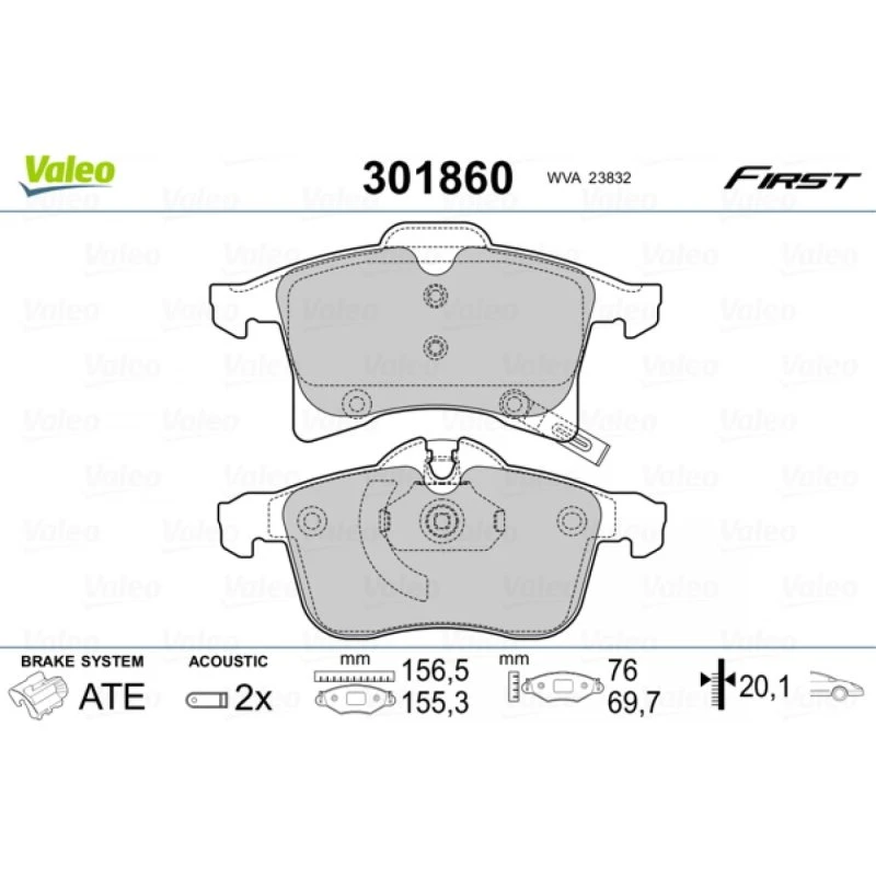 VALEO Bremseklodser 301860 for OPEL & Vauxhall