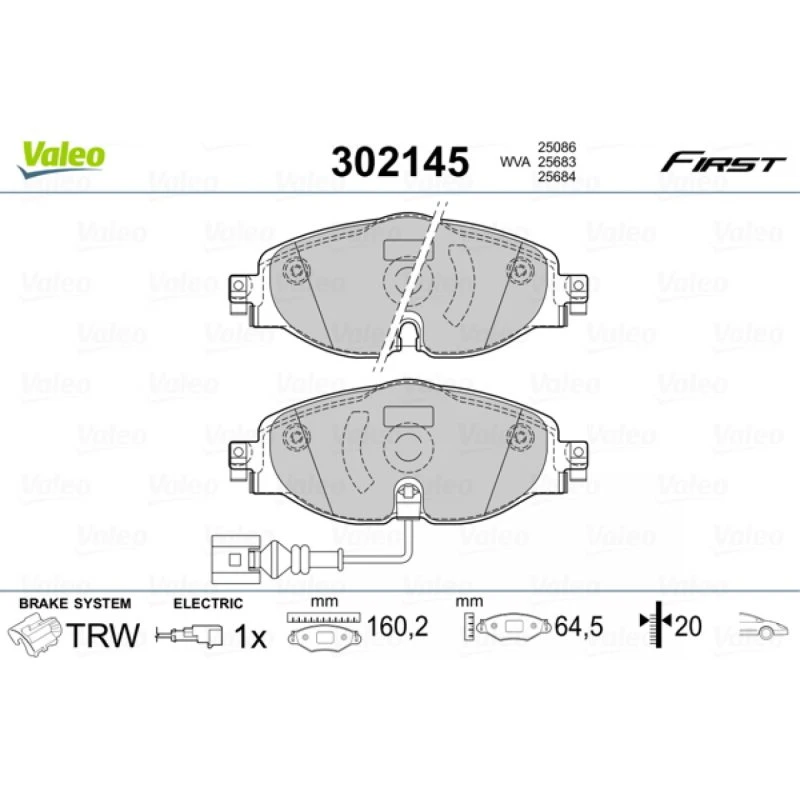 VALEO Bremseklodser 302145 til VW, Audi, Skoda, Seat
