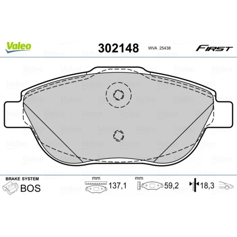 VALEO Bremseklodser 302148 til OPEL, PEUGEOT, CITROËN