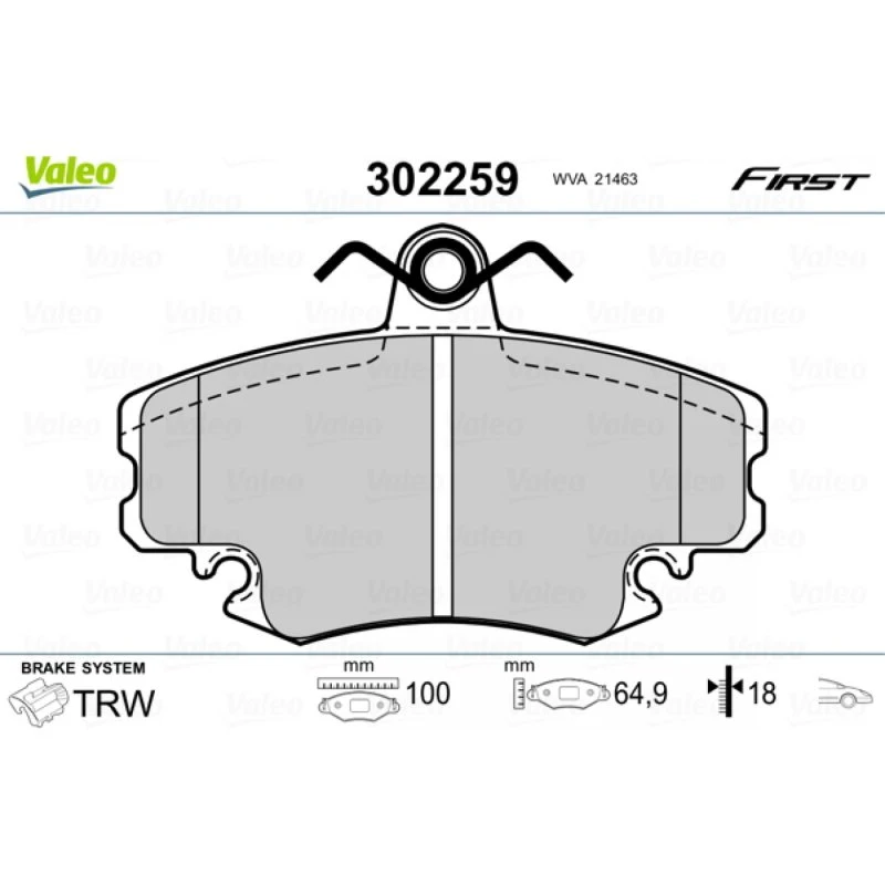 VALEO Bremseklodser 302259 til Renault, Dacia, Lada