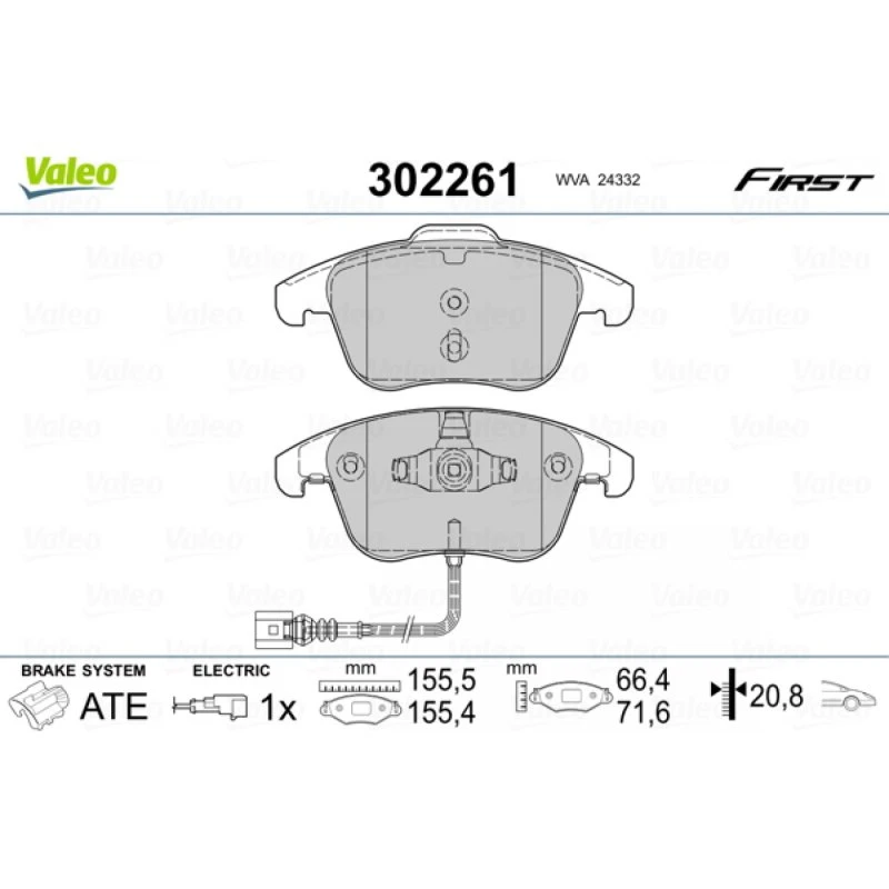 VALEO Bremseklodser 302261 til VW, Audi, Seat